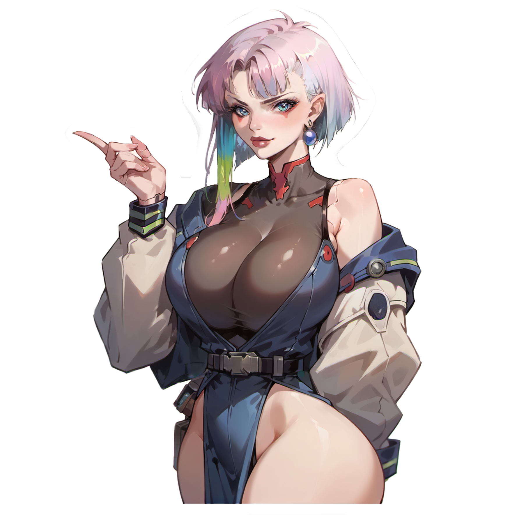 Lucy - 2 versions! Cyberpunk - Oppai skin tight dress