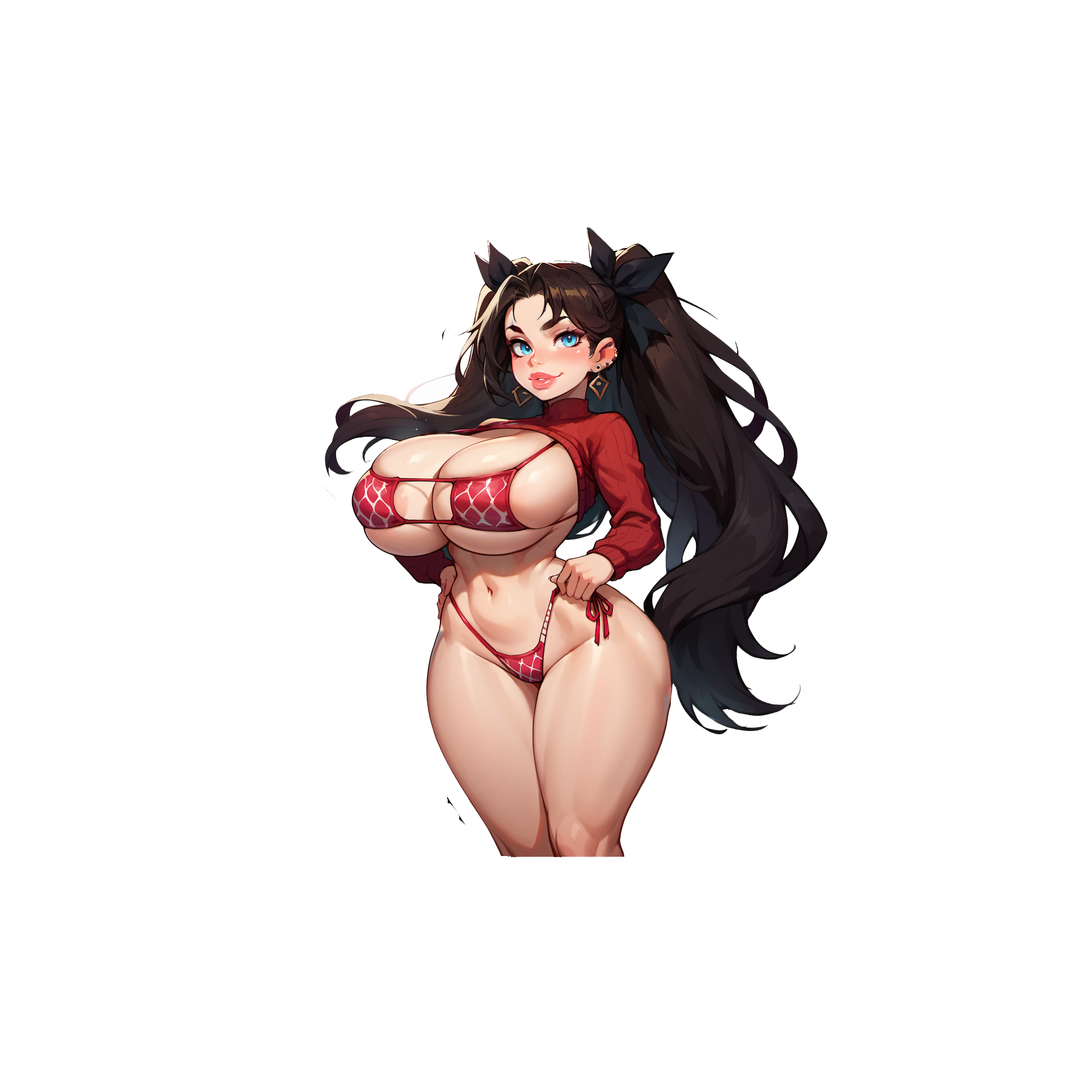 Rin Bikini - 2 versions! Rin in a Beautiful red bikini - Unlimited Blade Works