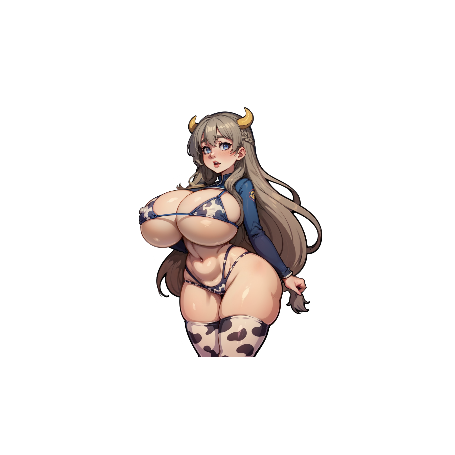 Uzaki Tsuki Cowprint Bikini and Thigh highs - Lewd Oppai Anime Waifu Sticker Vinyl Decal
