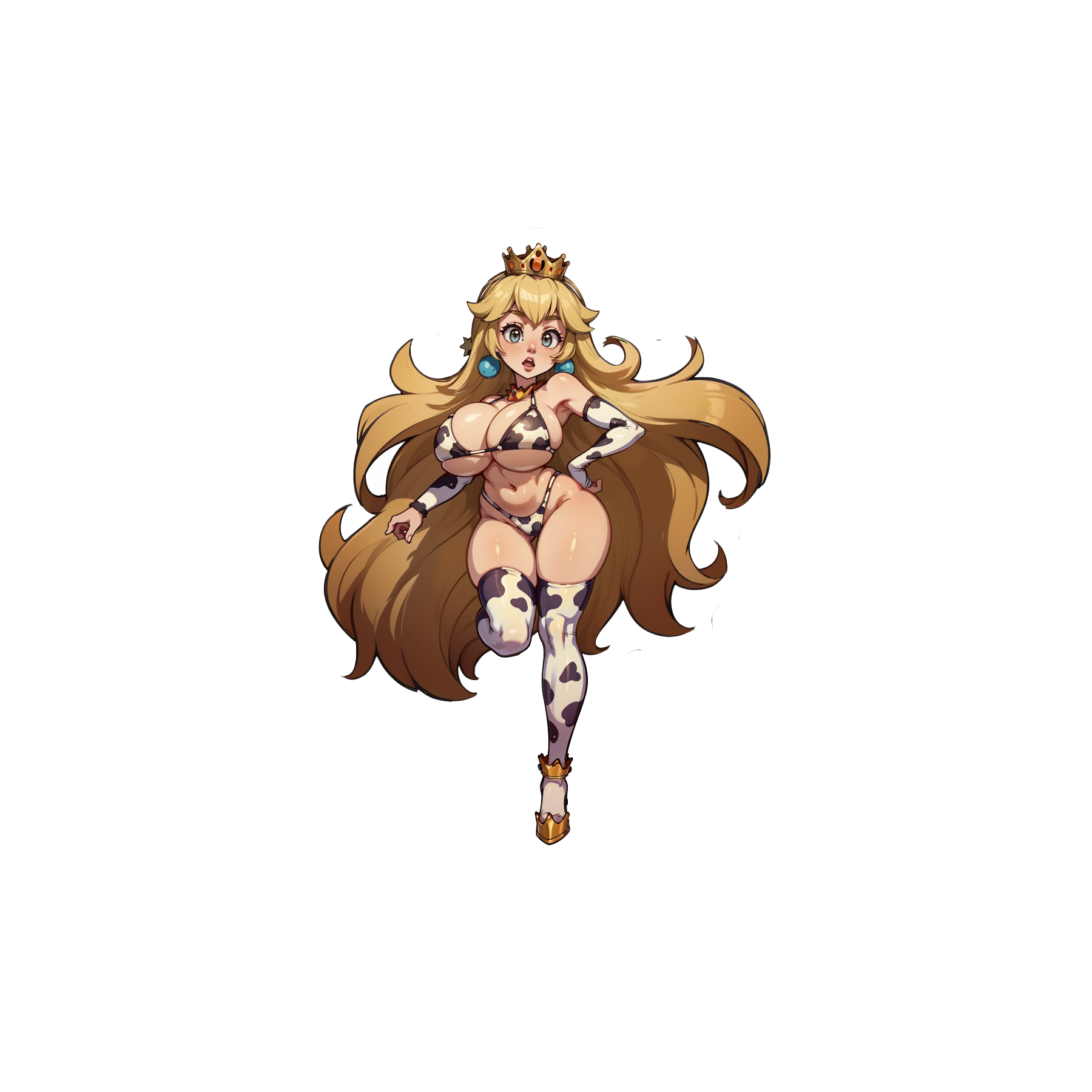 Princess Cowprint Bikini - Lewd Oppai Anime Waifu Sticker Vinyl Decal