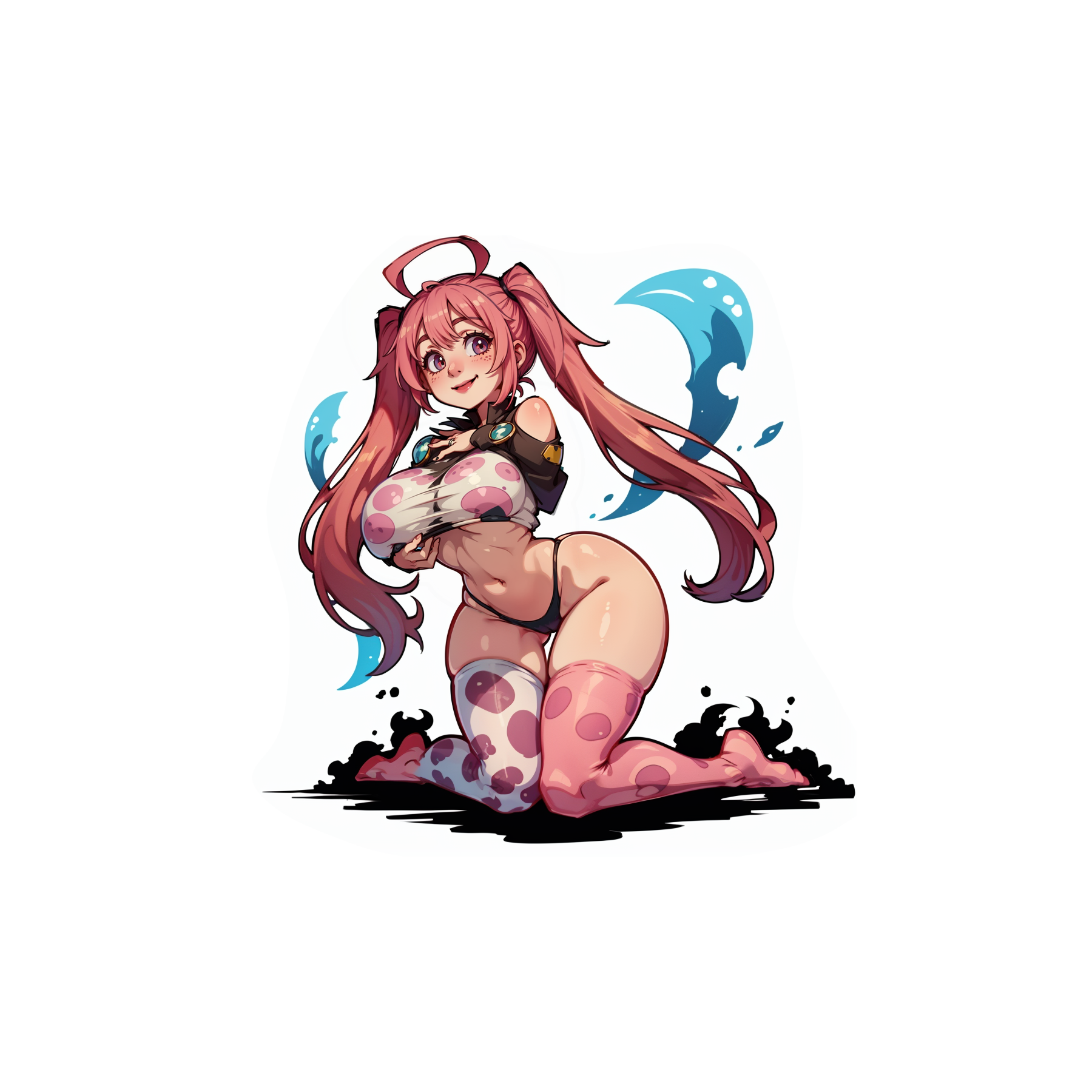 Milam Navi Cowprint Bikini and Thigh-highs - Lewd Oppai Anime Waifu Sticker Vinyl Decal