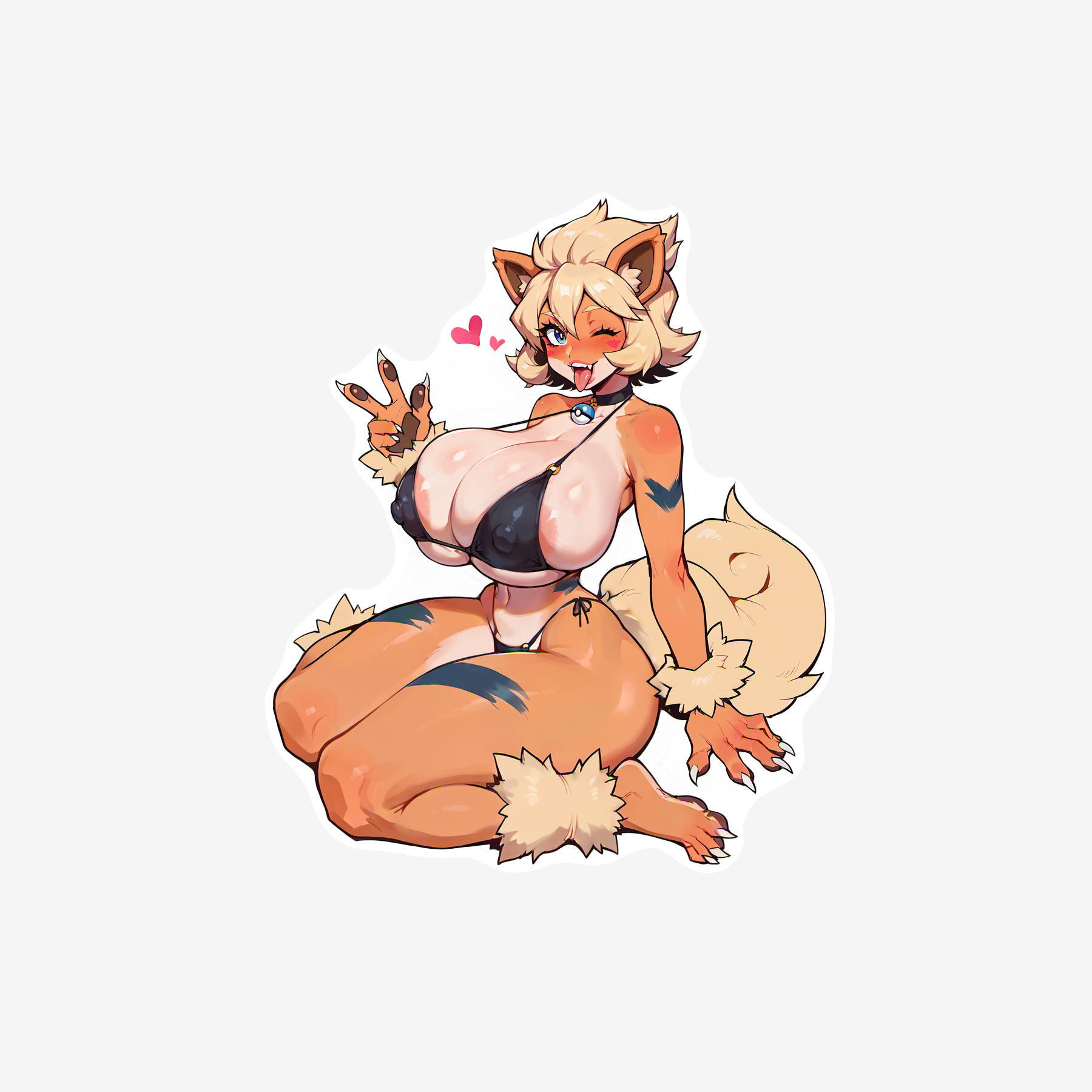 Growlithe Girl Sticker - 8 versions!