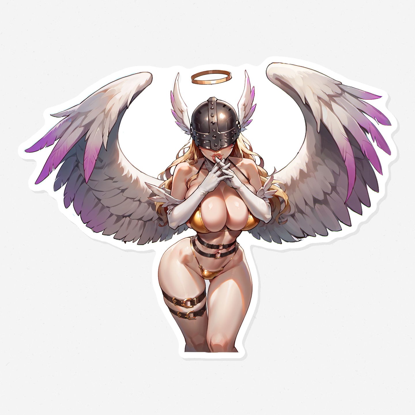 Angewomon - Art Anime Stickers, Mature Lewd Angewomon Valkyrie Bikini Girl Decal, NSFW Pin Up, Oppai Manga Decal