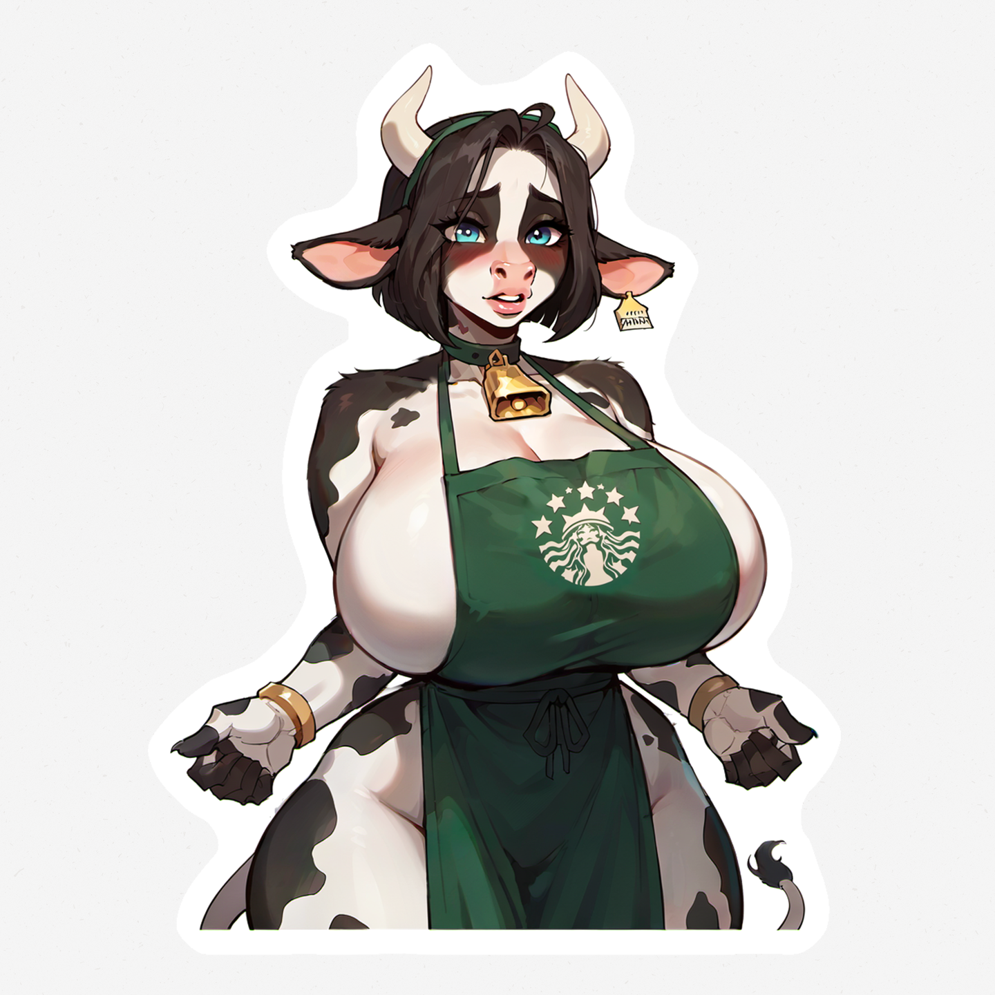 Annabell - Naked Apron, Anime Girl Sticker Adult, Lewd Cowgirl Decal for Weebs, NSFW Art, Oppai Manga, Rule 34, Waifu, Mature Anime Sticker