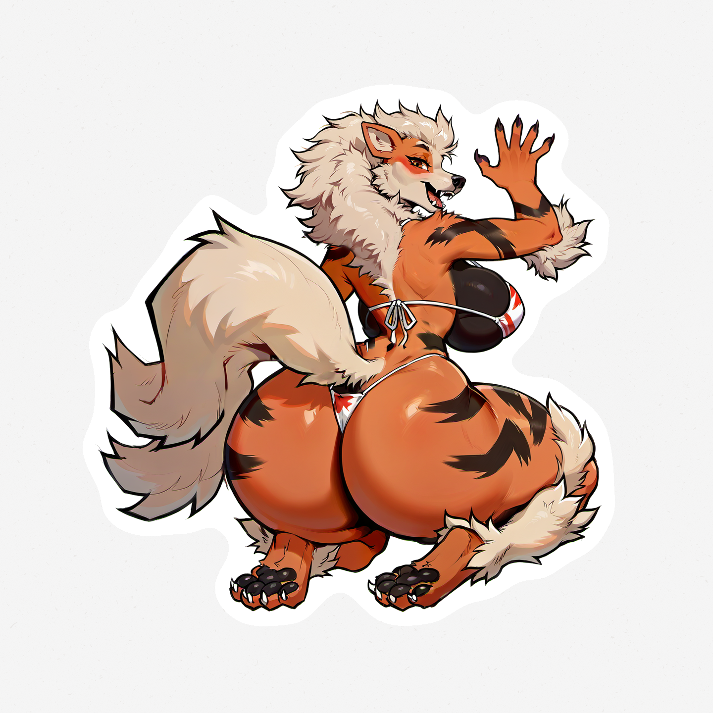 Growlithe bikini anthro - Pinups girls stickers, Sexy Anime Decal, Mature Lewd Art, NSFW Pin Up