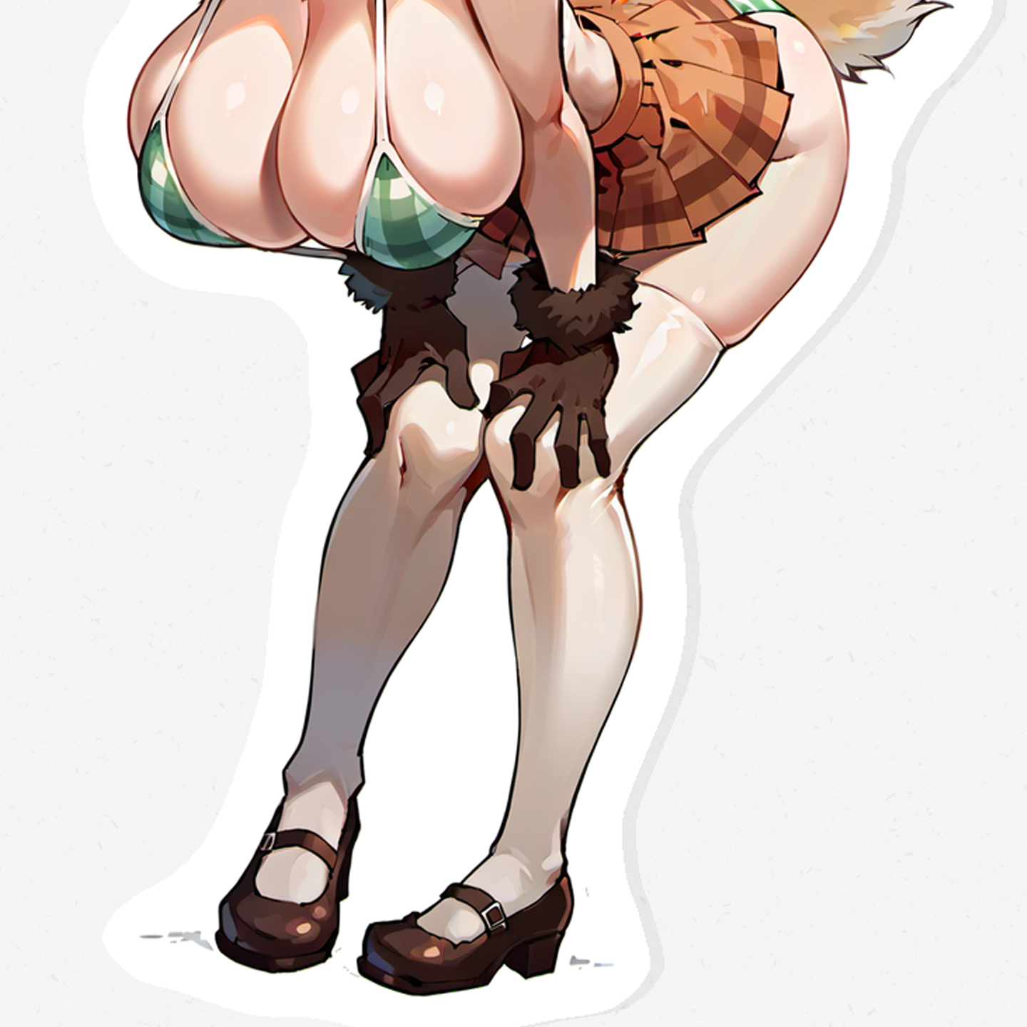  Black Tailed Prairie dog - Art Anime Stickers, NSFW Furry Prairie Dog Waifu Decal, Mature Anthro Green Swimsuit Sticker, Lewd Manga