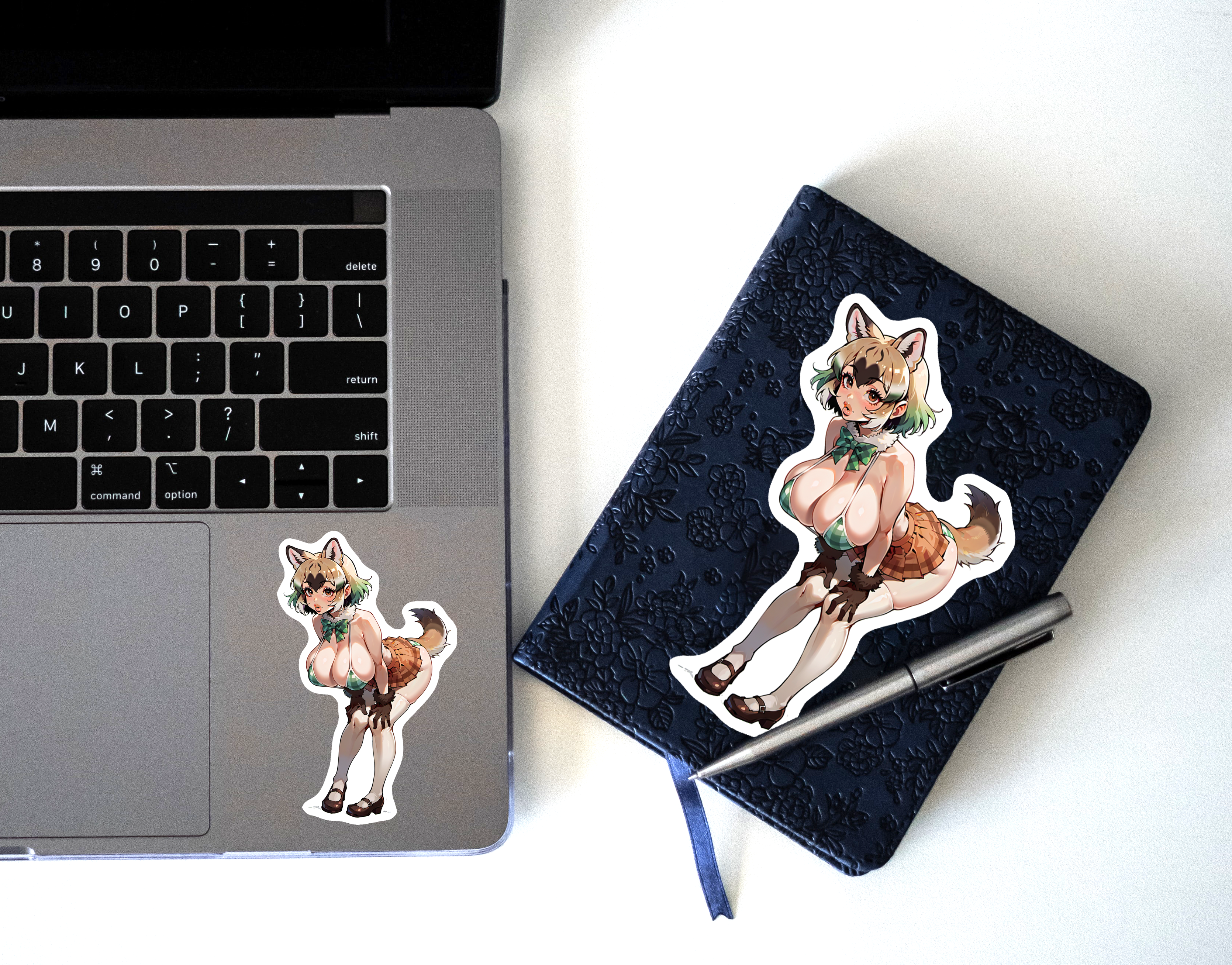  Black Tailed Prairie dog - Art Anime Stickers, NSFW Furry Prairie Dog Waifu Decal, Mature Anthro Green Swimsuit Sticker, Lewd Manga