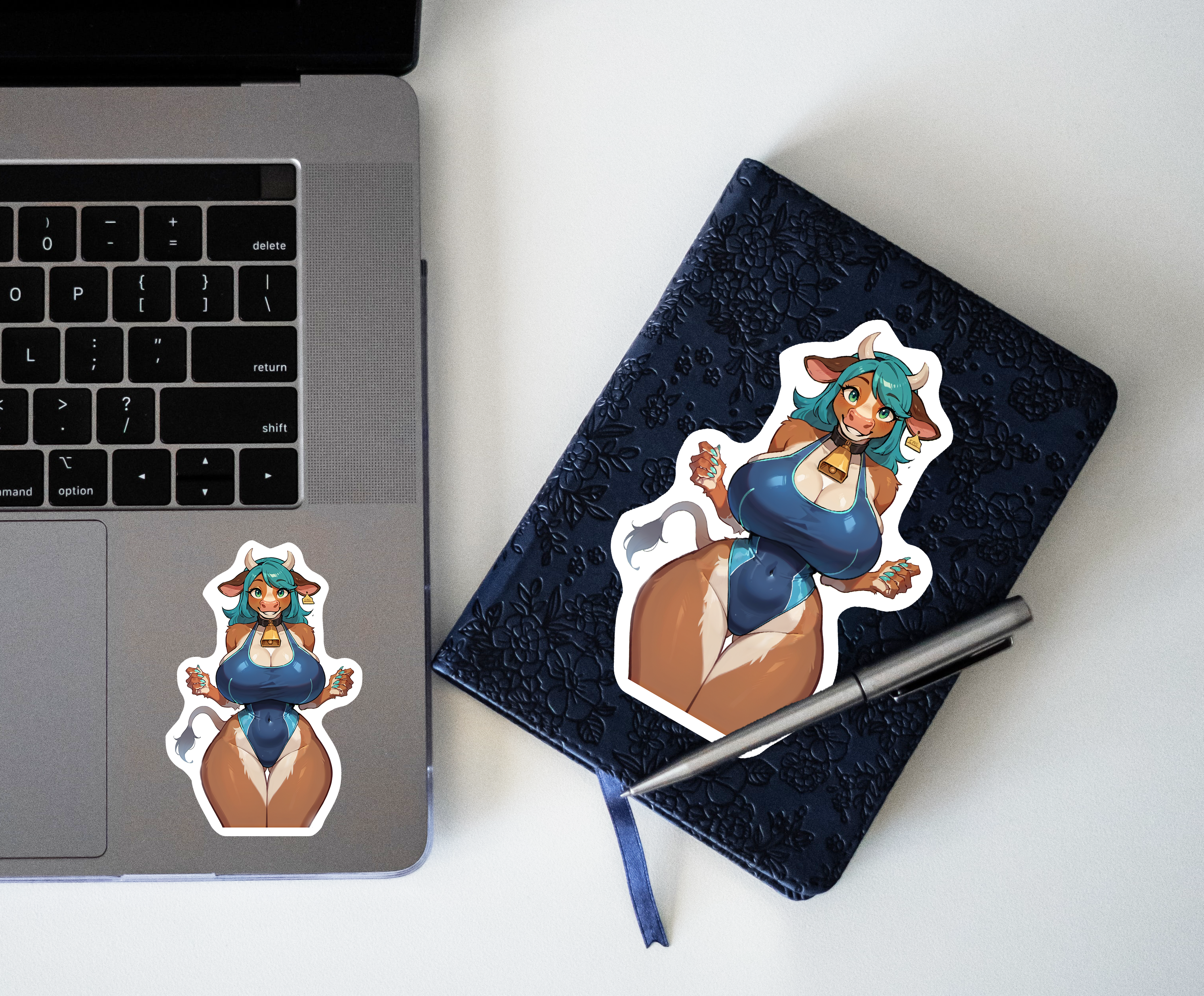 Betsy - Mini Stickers Anime, Lewd Anime Decal, NSFW Stickers, Oppai Manga Decal, Rule 34 Custom Art, Beautiful Anime Woman, Anthro Cow