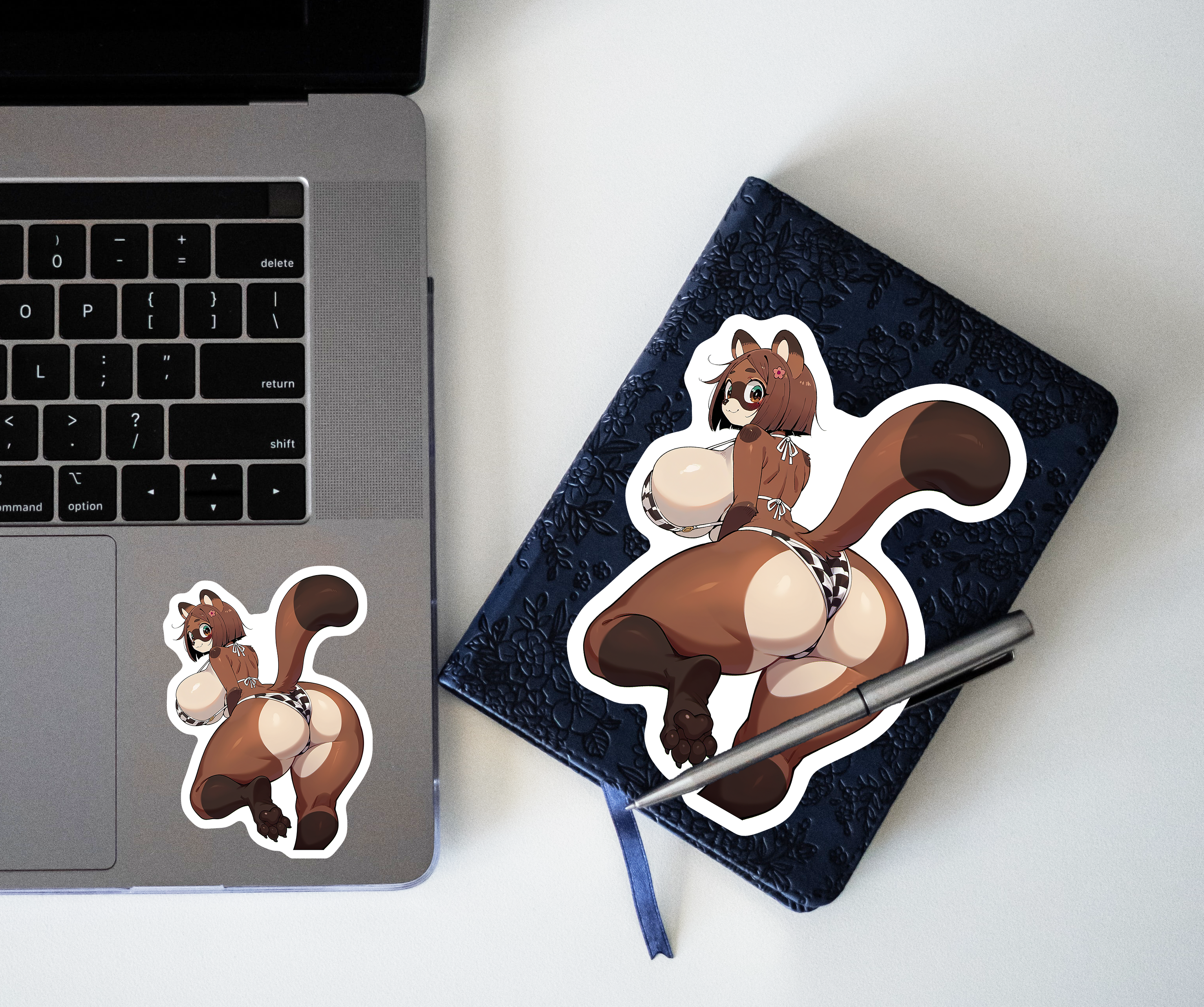 Tanuki Lewd Waifu Decals, Anime Girl Sticker Adult, Mature Clear Laptop Stickers, Sexy Art for Car, Bottle, - NSFW