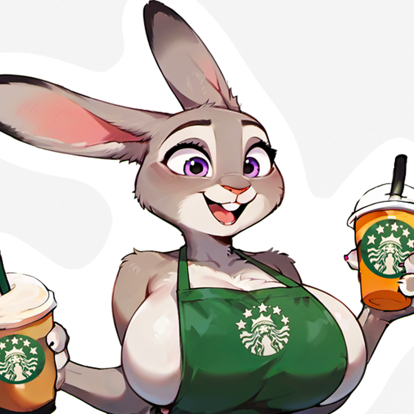 Lewd Judy Serving Coffee, Anime Girl Sticker Adult, NSFW Decal, Oppai Manga, Rule 34 Art, Nude Apron