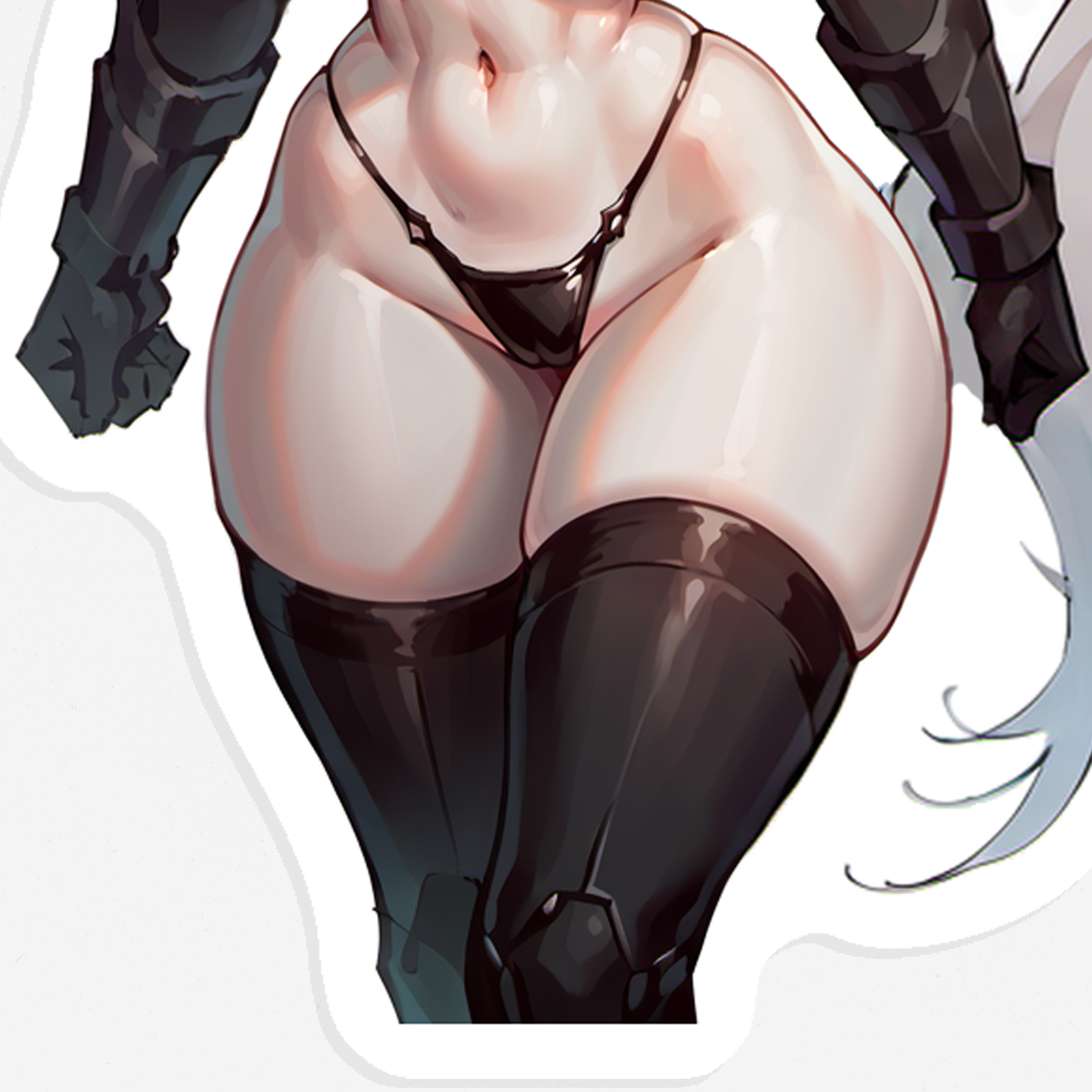 Armored Carrier Water Demon - 3 versions - Anime Girl Sticker 18, Mature Lewd Waifu in Black Bikini, Oppai Manga Decal, Art for Adult Fans, Erotic Pinup