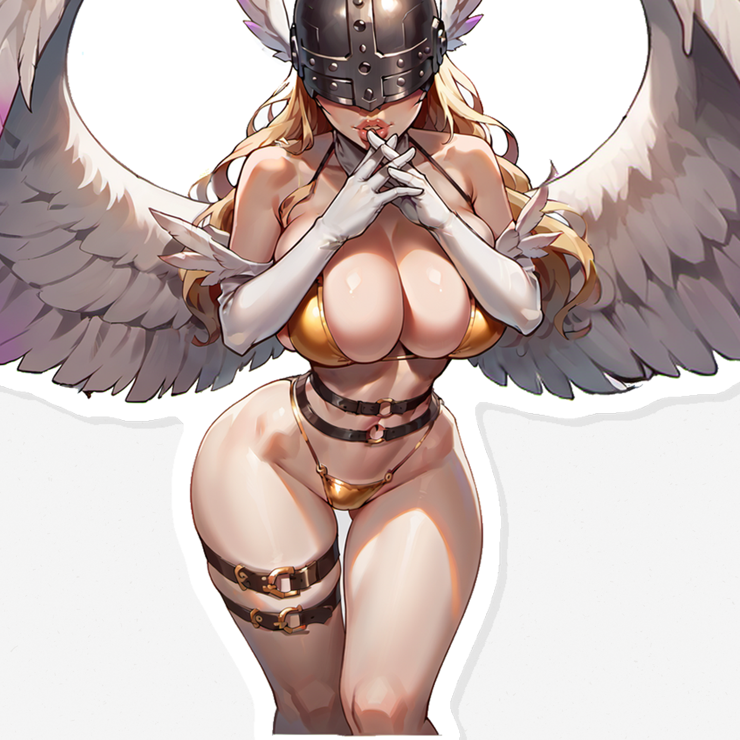 Angewomon - Art Anime Stickers, Mature Lewd Angewomon Valkyrie Bikini Girl Decal, NSFW Pin Up, Oppai Manga Decal