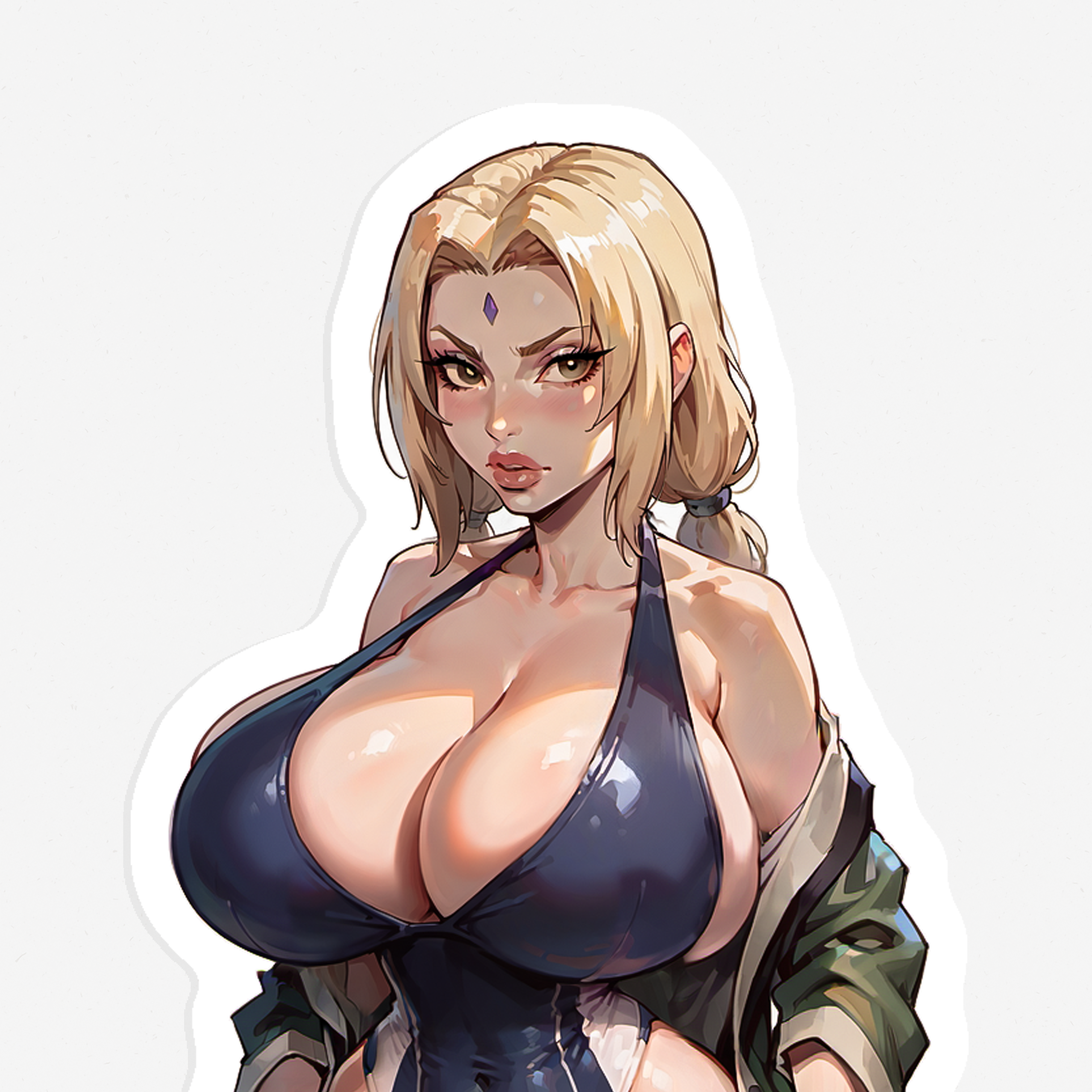  Tsunade - Hot Anime Girl Sticker, Mature Tsunade Bikini Oppai Decal, Lewd Manga Style Art, NSFW Adult Pin Up, Sexy Woman, 18+ Sticker
