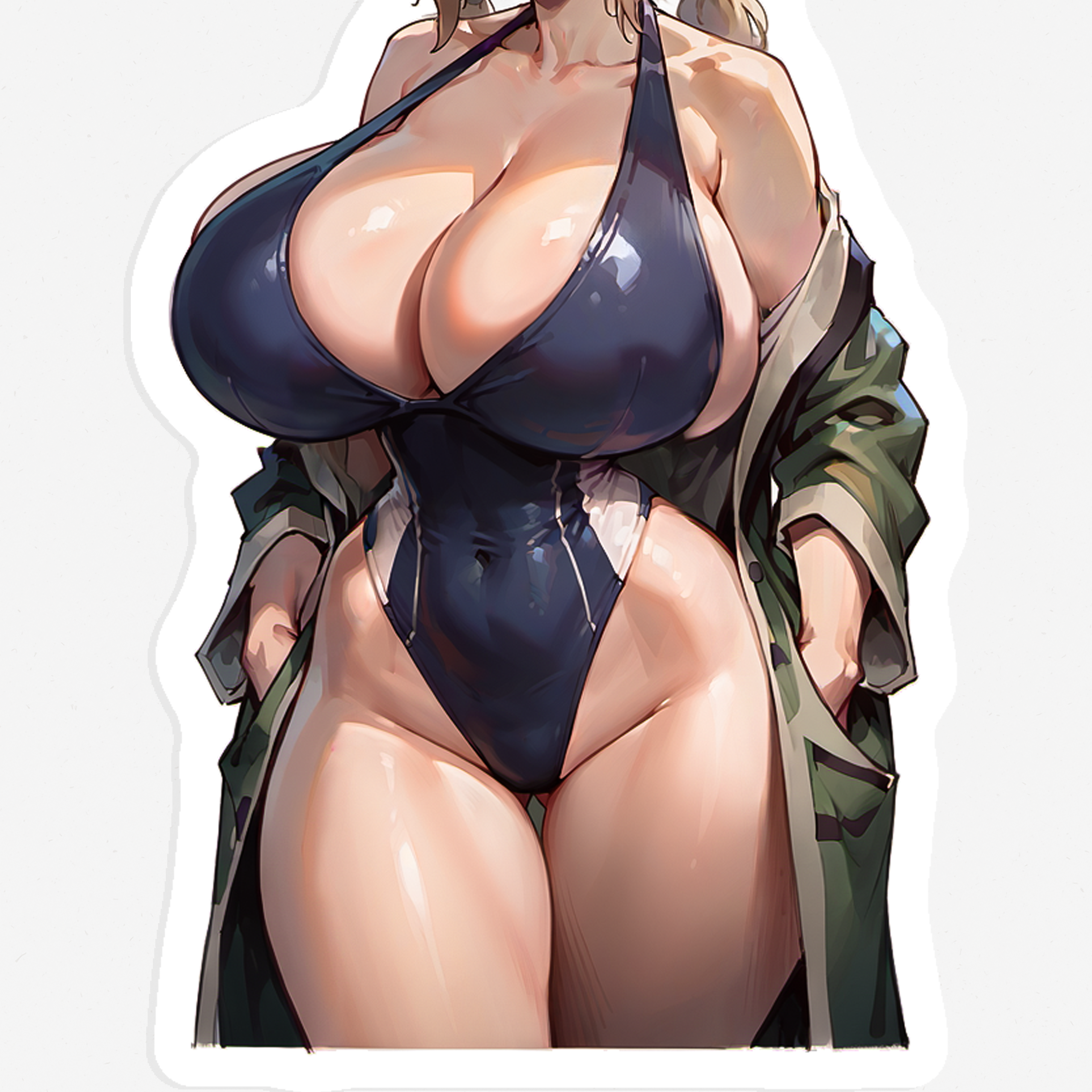  Tsunade - Hot Anime Girl Sticker, Mature Tsunade Bikini Oppai Decal, Lewd Manga Style Art, NSFW Adult Pin Up, Sexy Woman, 18+ Sticker