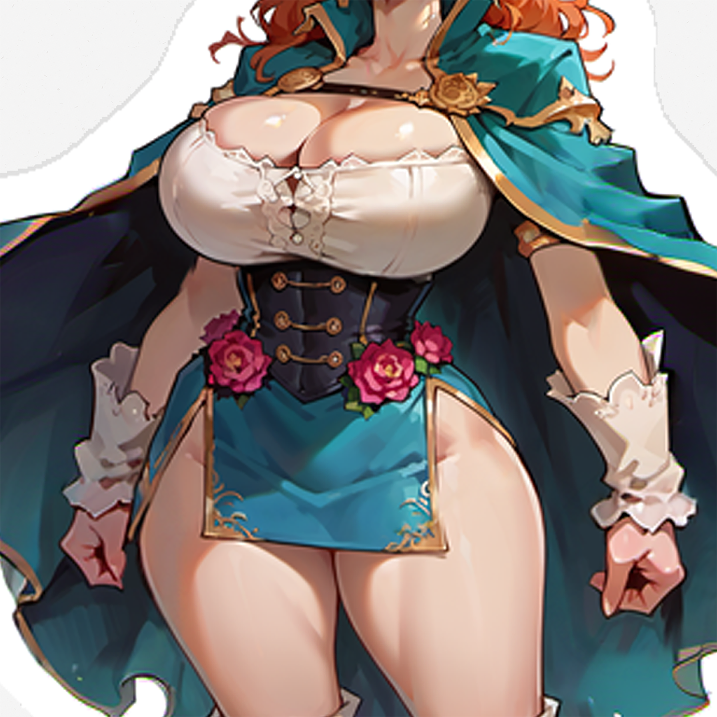 MF - Stickers Anime - Mature Oppai Pirate Girl Decal - Lewd NSFW Green Cape Art - Adult Manga Design for Collectors