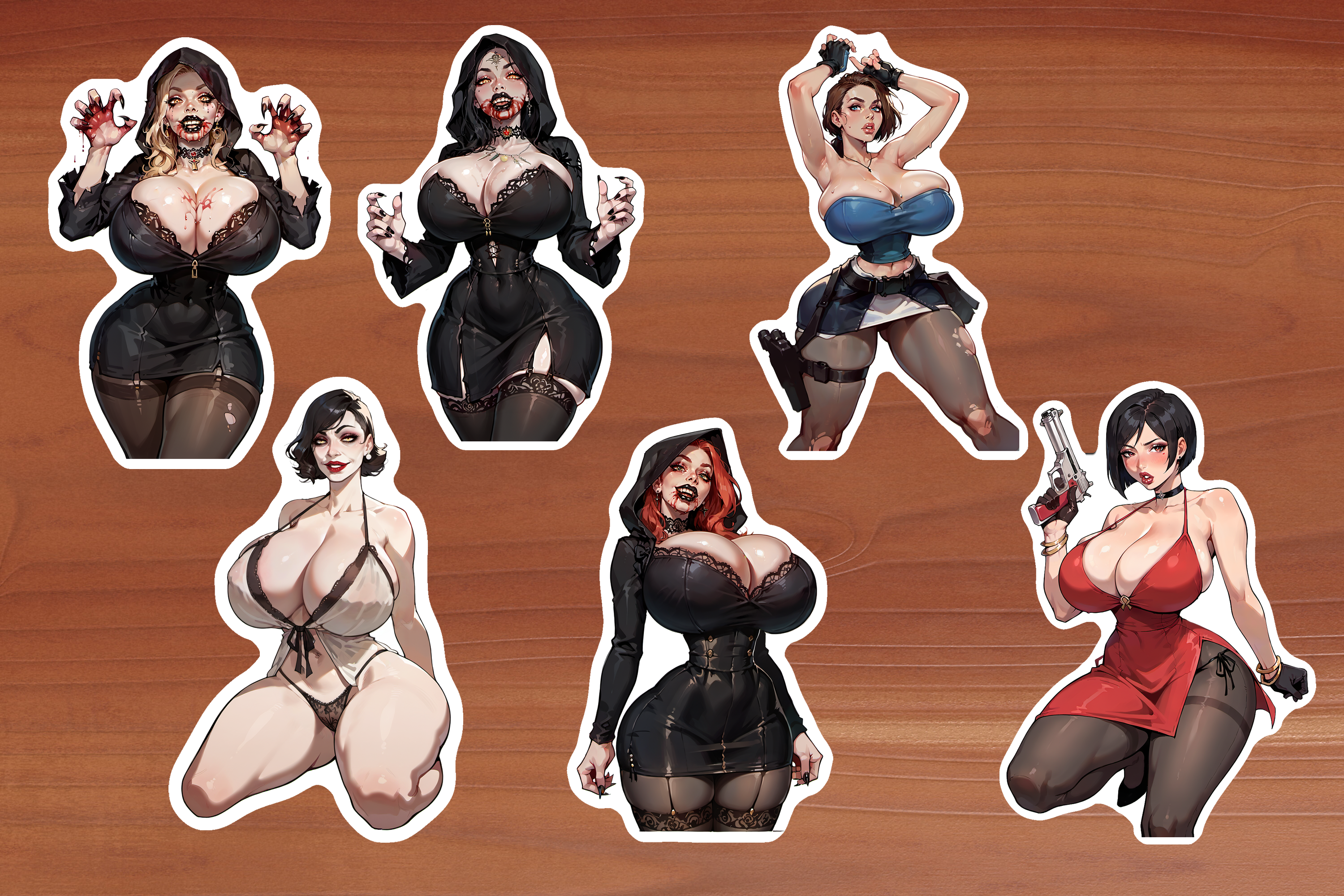6 Horror Sticker Bundle - Jill, Lady D, Bela, Daniela, Casandra, Ada