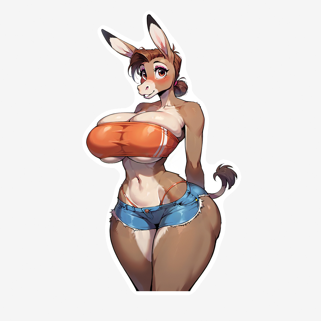 Pancake - Donkey Girl - 6 Versions - Anthro Furry Girl