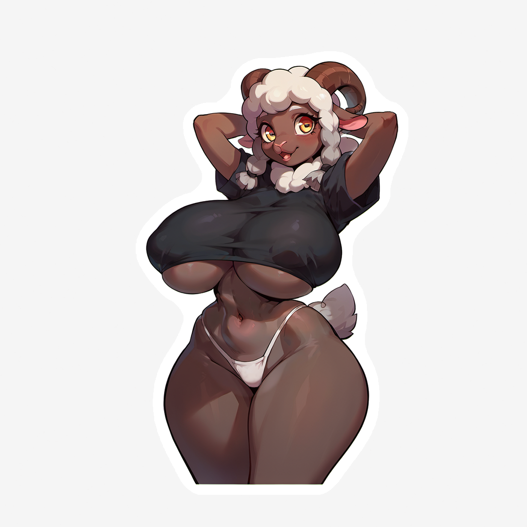 Luna - 6 Versions - Oppai Sheep Anthro Girl!