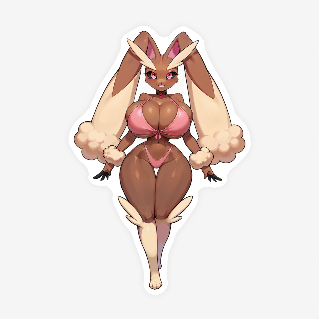 Lopunny - Beautiful Anthro Girl in pink Bikini - 7 Versions