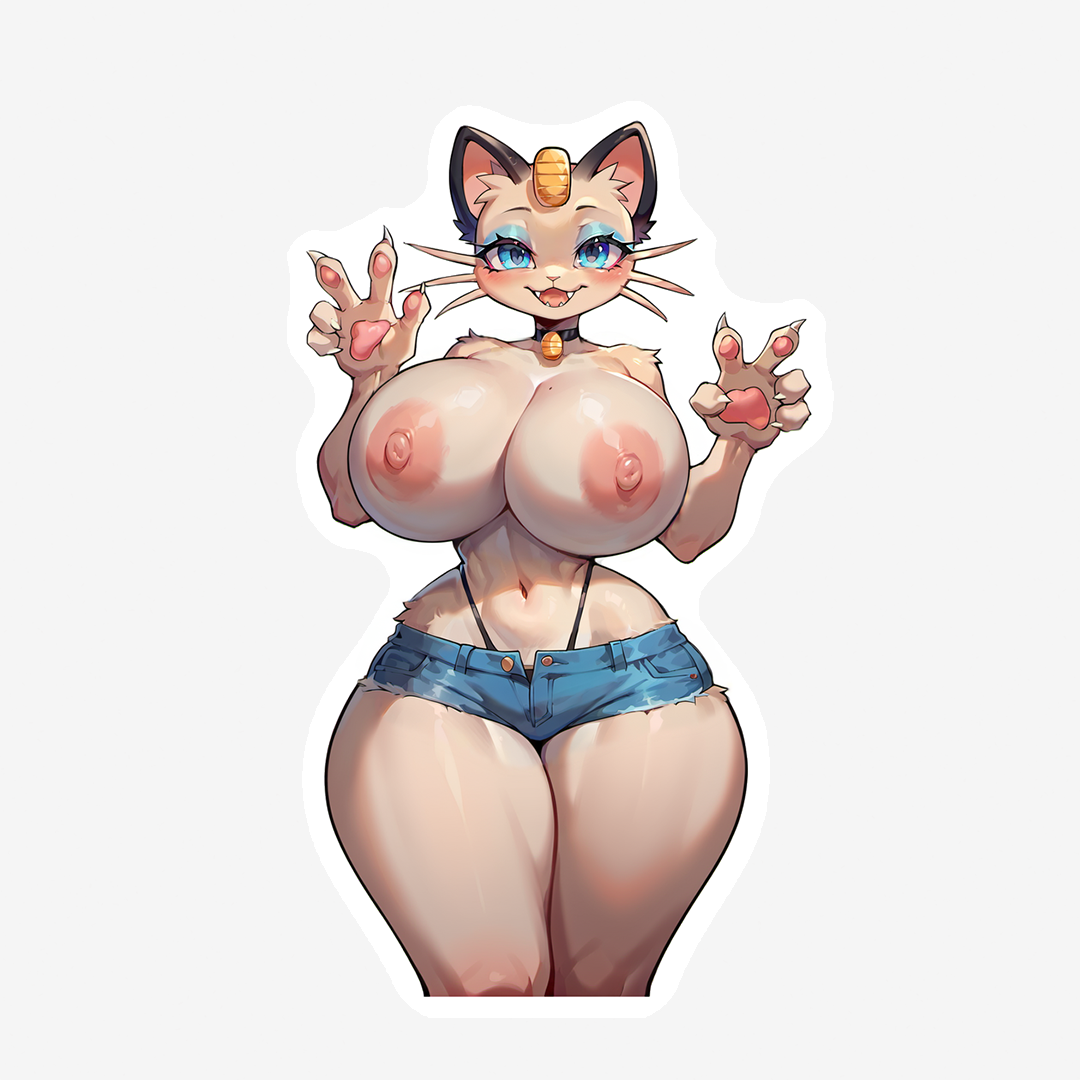Meowth - 6 Versions - Oppai Bikini, white shirt and shorts