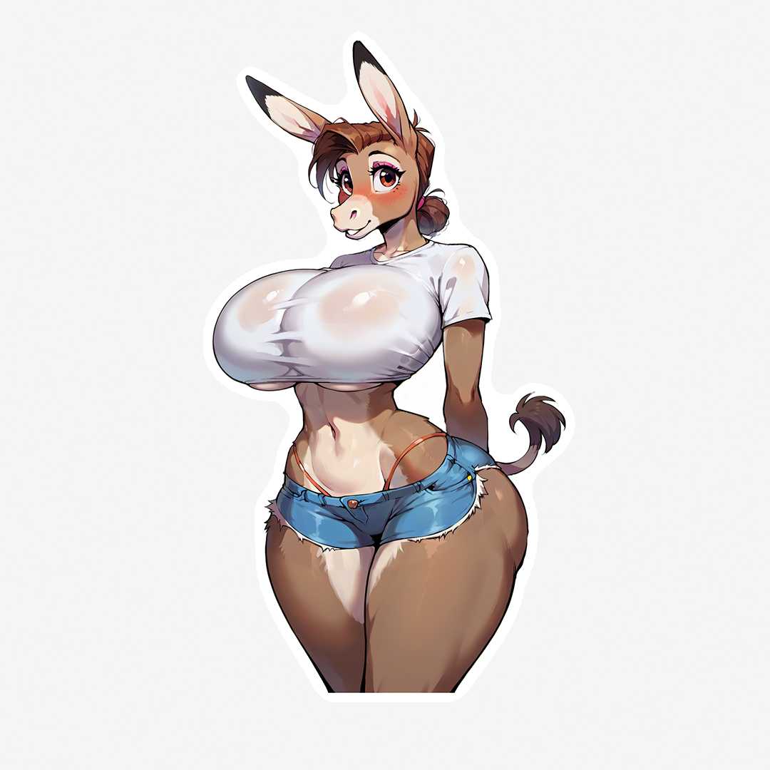 Pancake - Donkey Girl - 6 Versions - Anthro Furry Girl