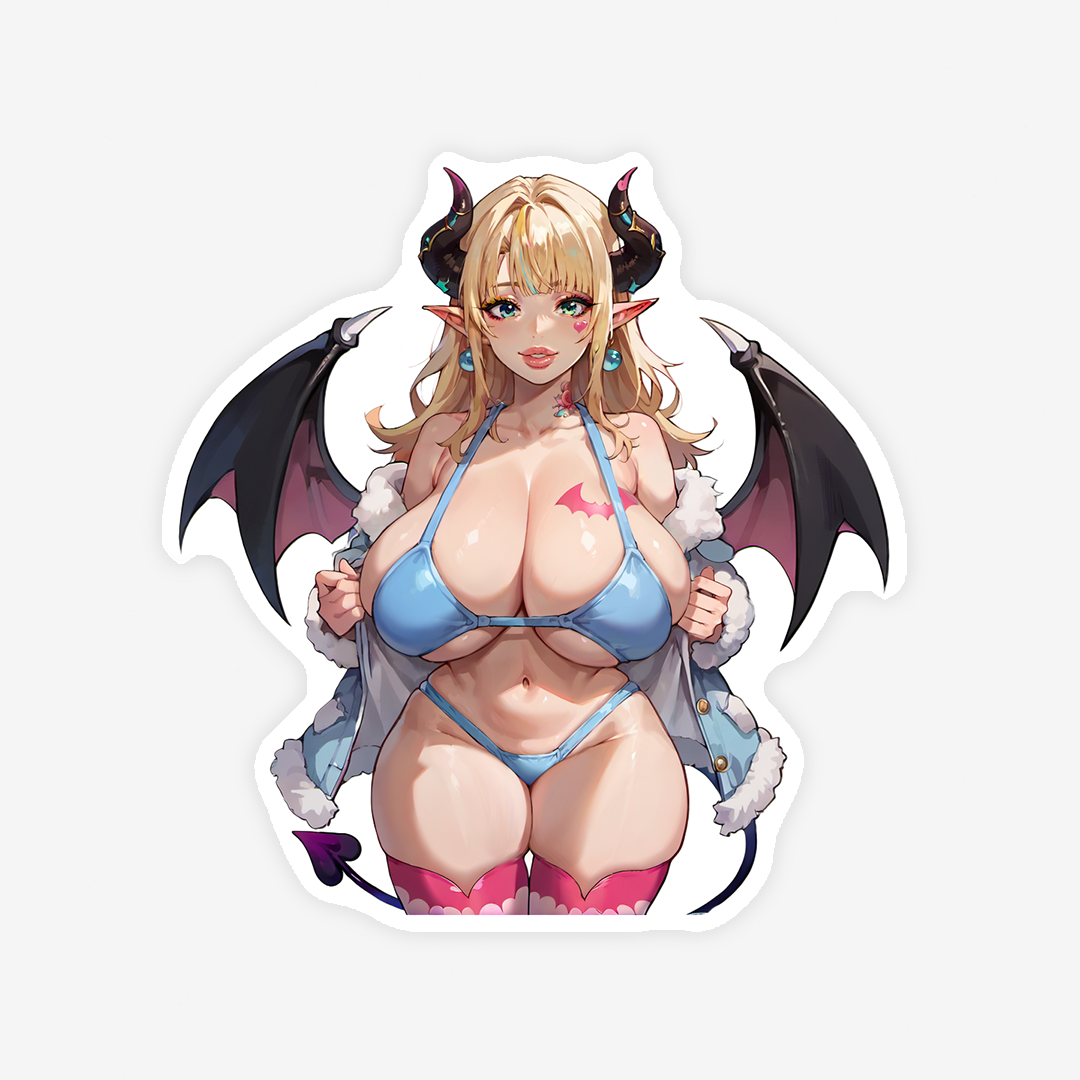 Coco - Succubus in white jacket. Shorts and Bikini version