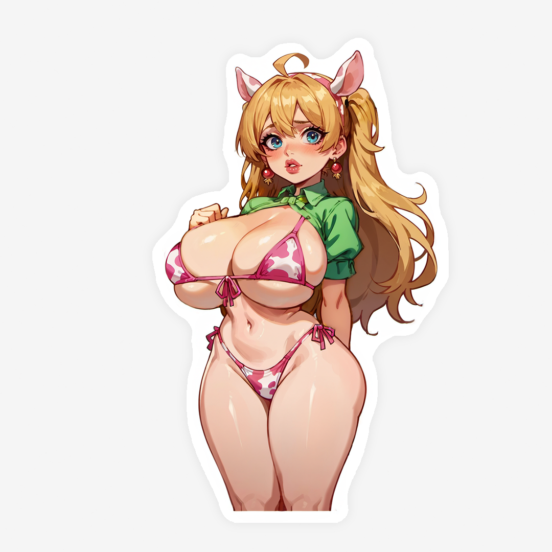 Kitzuki Cowprint Bikini - Lewd Oppai Anime Waifu Sticker Vinyl Decal