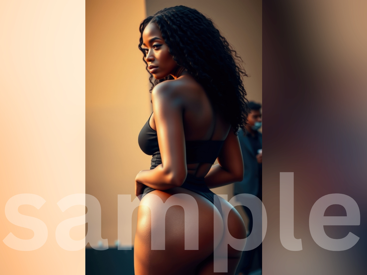 35 Pix Curvy Black Women Digital Art Collection – Glamour Canvas 23 | Afro-Inspired Curly Hair Models | High-Resolution JPG Images