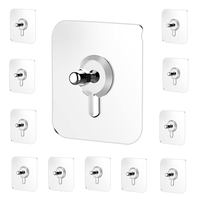 Adhesive Wall Hooks10 Pcs Stainless Steel, PVC, ABS Nail Free Seamless Adhesive Non-Trace No Drilling Installation Hanging, Waterproof Screws Wall Hook (Transparent)