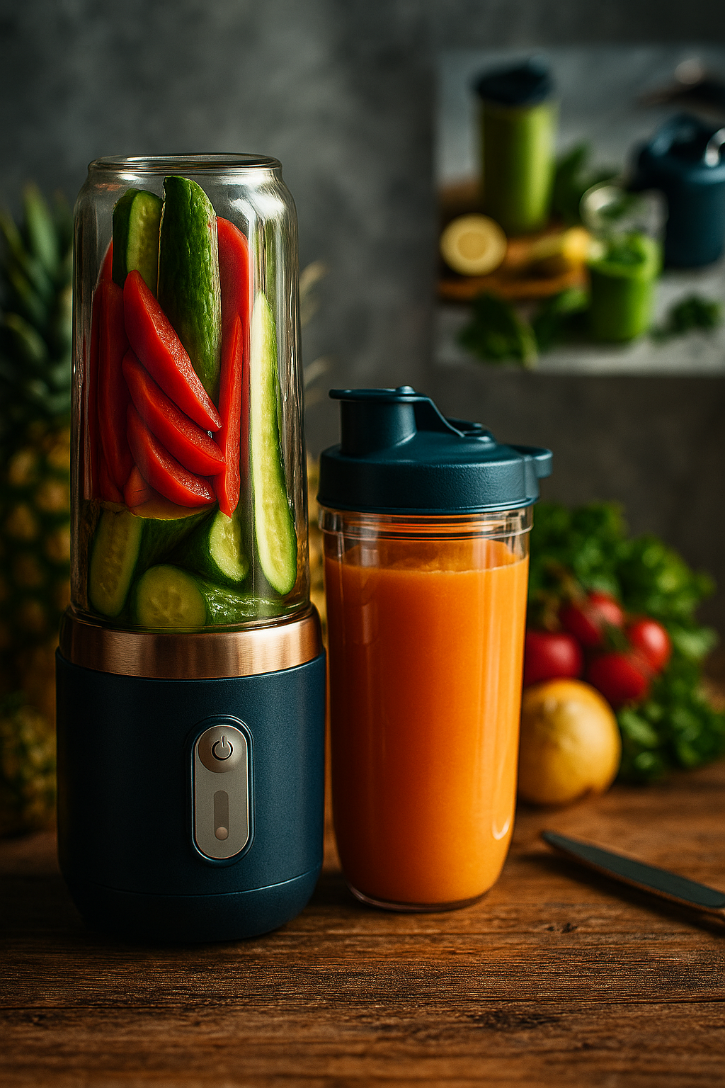 Portable Blender Electric Juicers Fruit Mixers USB Rechargeable Smoothie Mini Personal Juicer 6 Blades 3Gears With 1500 Mah Rechargeable Battery-Smoothie Blender(Blue)