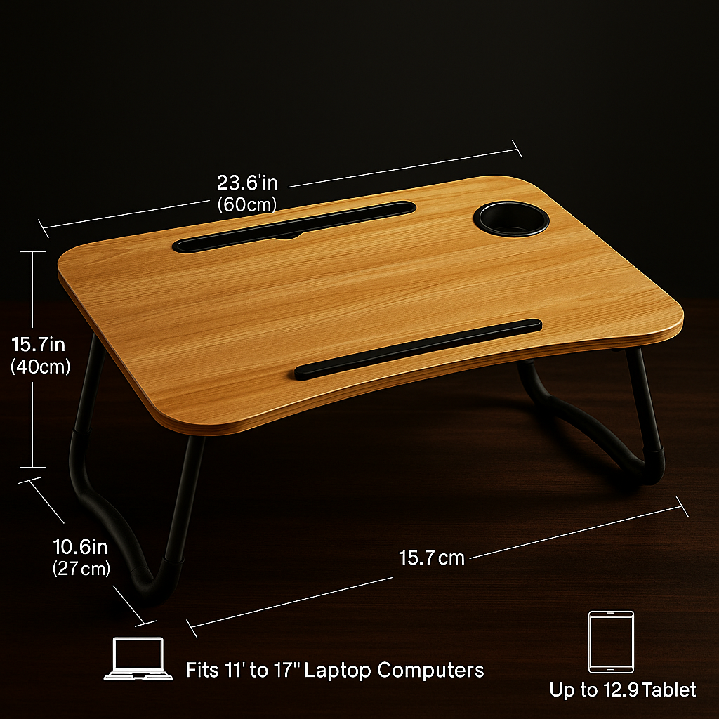 kvitaluxedepotStudy Table Bed Table Premium Laptop Table/and Portable Writing Desk for Office/Home/School (Wood)