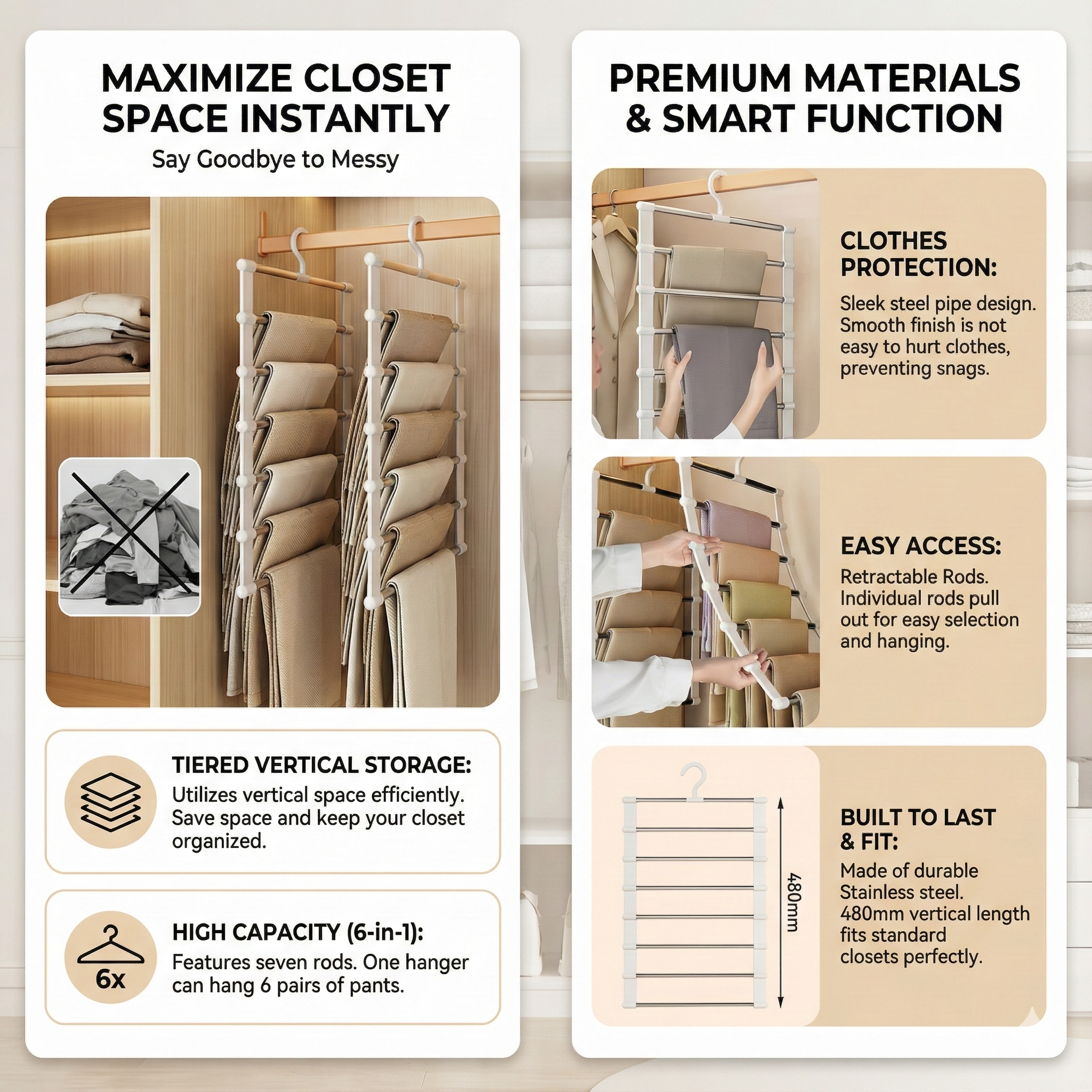 Tiered Vertical Closet Hanger