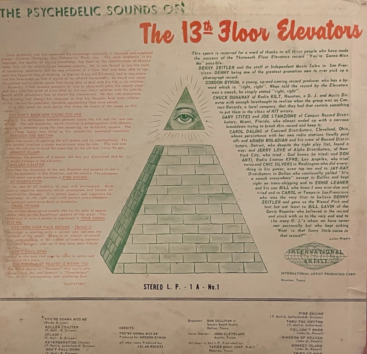 The 13th Floor Elevators Vinyl Record Stereo