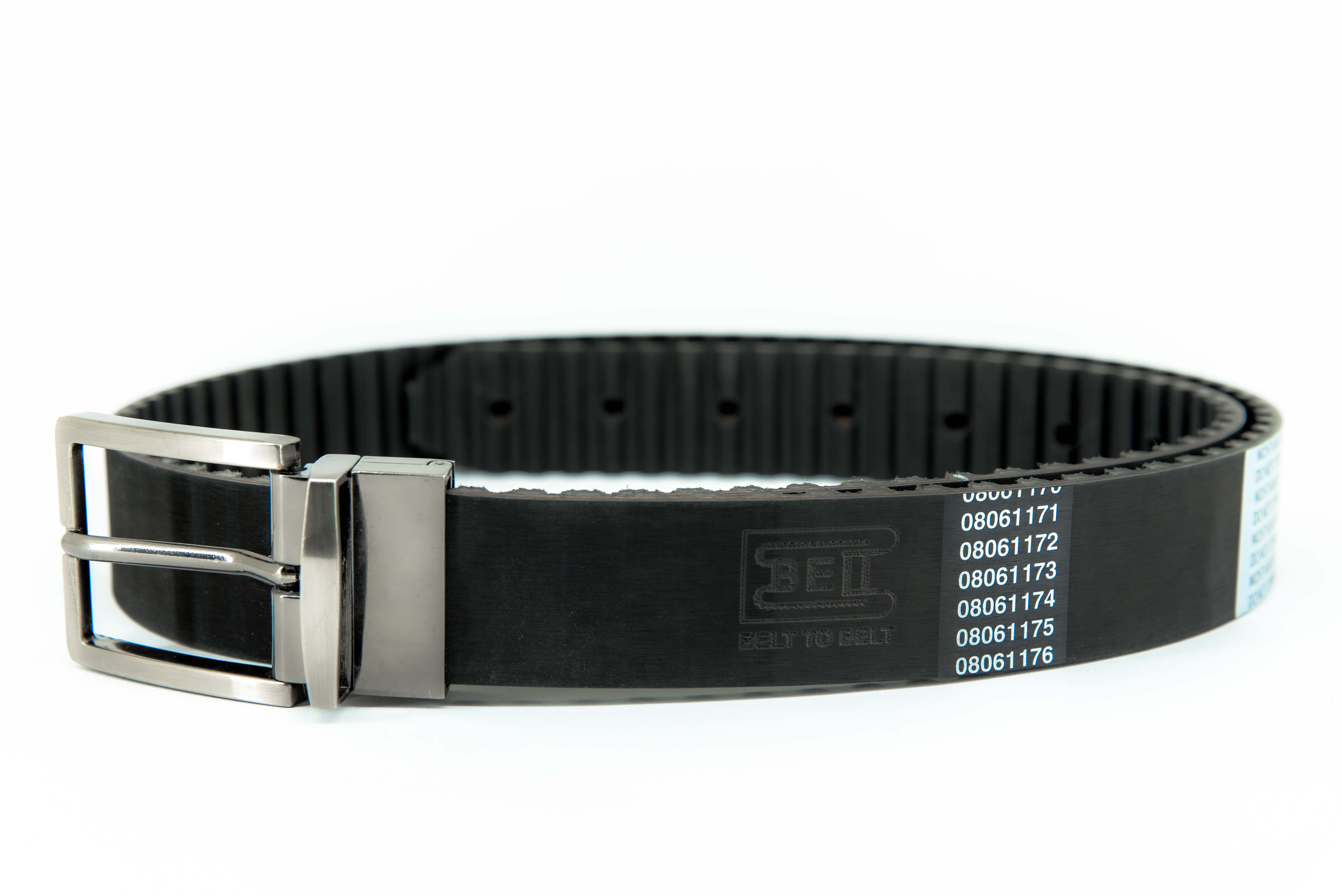Engine Timing Belt with Reversible Buckle