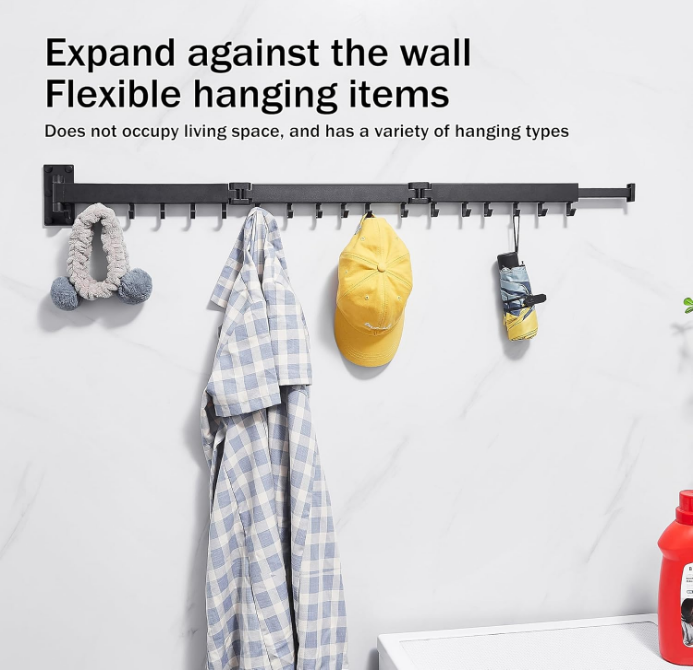 Wall Mounted Clothes Airer Clothes Airer Clothes for Laundry Space Saving Clothes Rack Retractable Dryer Rack for Laundry Foldable (3 Pin) Sandy Coating