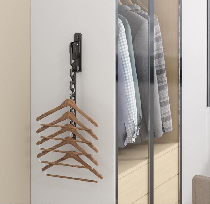 Wall Mounted Clothes Drying Rack,Foldable Laundry Hanger Wall Mount,Wall Clothes Rack for Laundry Room, Clothes Hanger Indoor,Perfect for Small Spaces,Matte Black 2 Packs