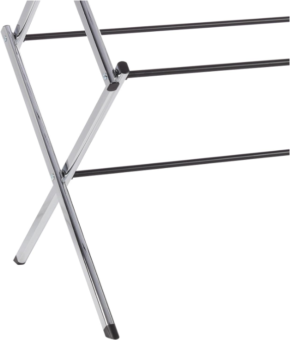 Foldable Laundry Rack for Air Drying Clothing, 29.4 x 14.8 x 41.9 inches (LxWxH), Chrome Silver