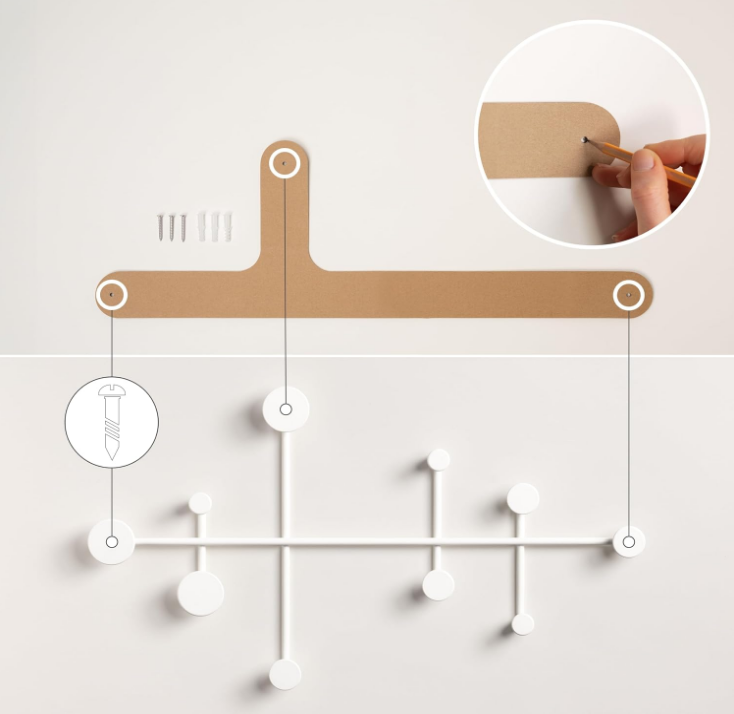 'Sval' Wall Wardrobe | Minimalist Coat Hook Design from Berlin | Modern Metal Wall-Mounted Coat Rack/Hooks | White