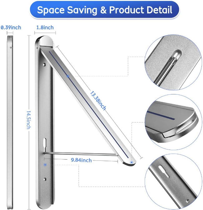 kuaguan Clothes Drying Rack Retractable Clothes Rack Laundry Room Organization and Storage Wall Mounted Folding Drying Rack Clothes Hanger for Drying Clothes Laundry Hanging Rack Indoor