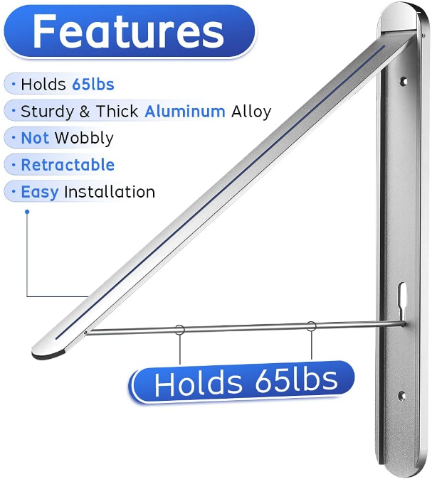 kuaguan Clothes Drying Rack Retractable Clothes Rack Laundry Room Organization and Storage Wall Mounted Folding Drying Rack Clothes Hanger for Drying Clothes Laundry Hanging Rack Indoor