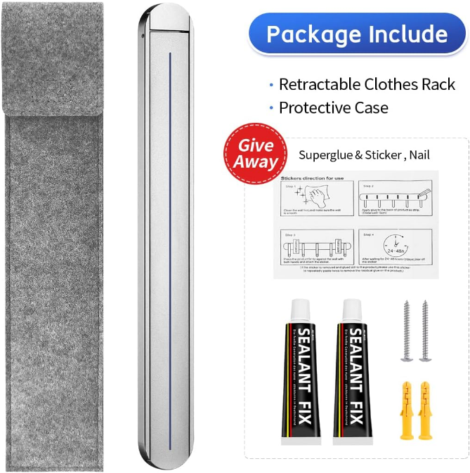 kuaguan Clothes Drying Rack Retractable Clothes Rack Laundry Room Organization and Storage Wall Mounted Folding Drying Rack Clothes Hanger for Drying Clothes Laundry Hanging Rack Indoor