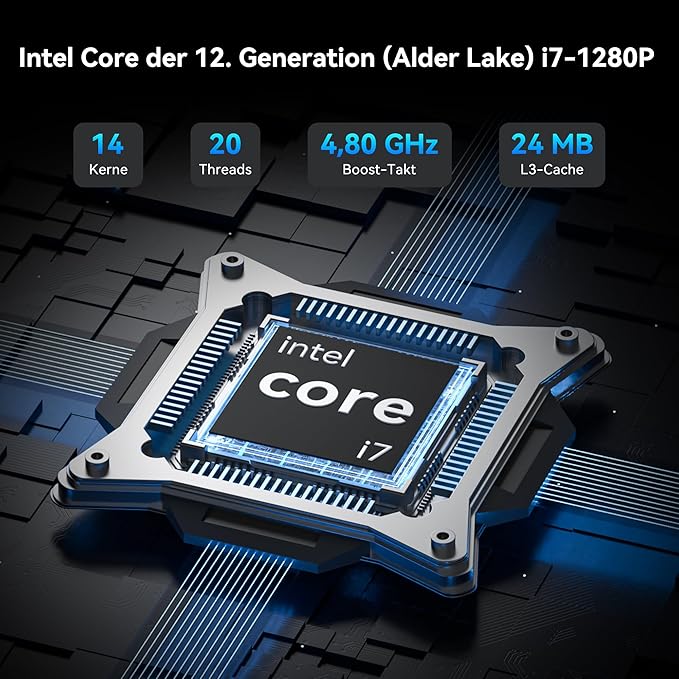 GEEKOM IT12 2025 Edition Mini PC with Intel i7-1280P (14C/20T, up to 4.8GHz), 32GB DDR4 RAM 1TB SSD Mini PC Windows 11 Pro with SD Card Reader, Wi-Fi 6E, Bluetooth 5.2, 2 x USB4, 8K for Home & Office & Busiess