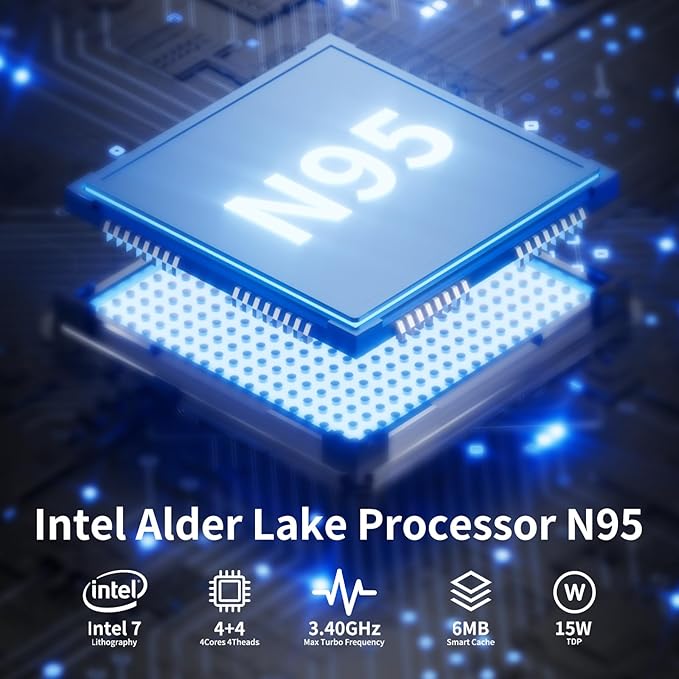 DreamQuest Mini PC Windows 11 Pro 12GB DDR5 512GB M.2 SSD Intel N95 (up to 3.4 GHz) PC Stick with 2 x HDMI/2 x Type C (Max 10 Gbit/s)/WiFi 6/BT5.3/4x USB 3.2 (10 Gbit/s) for Home/Office/Commercial New