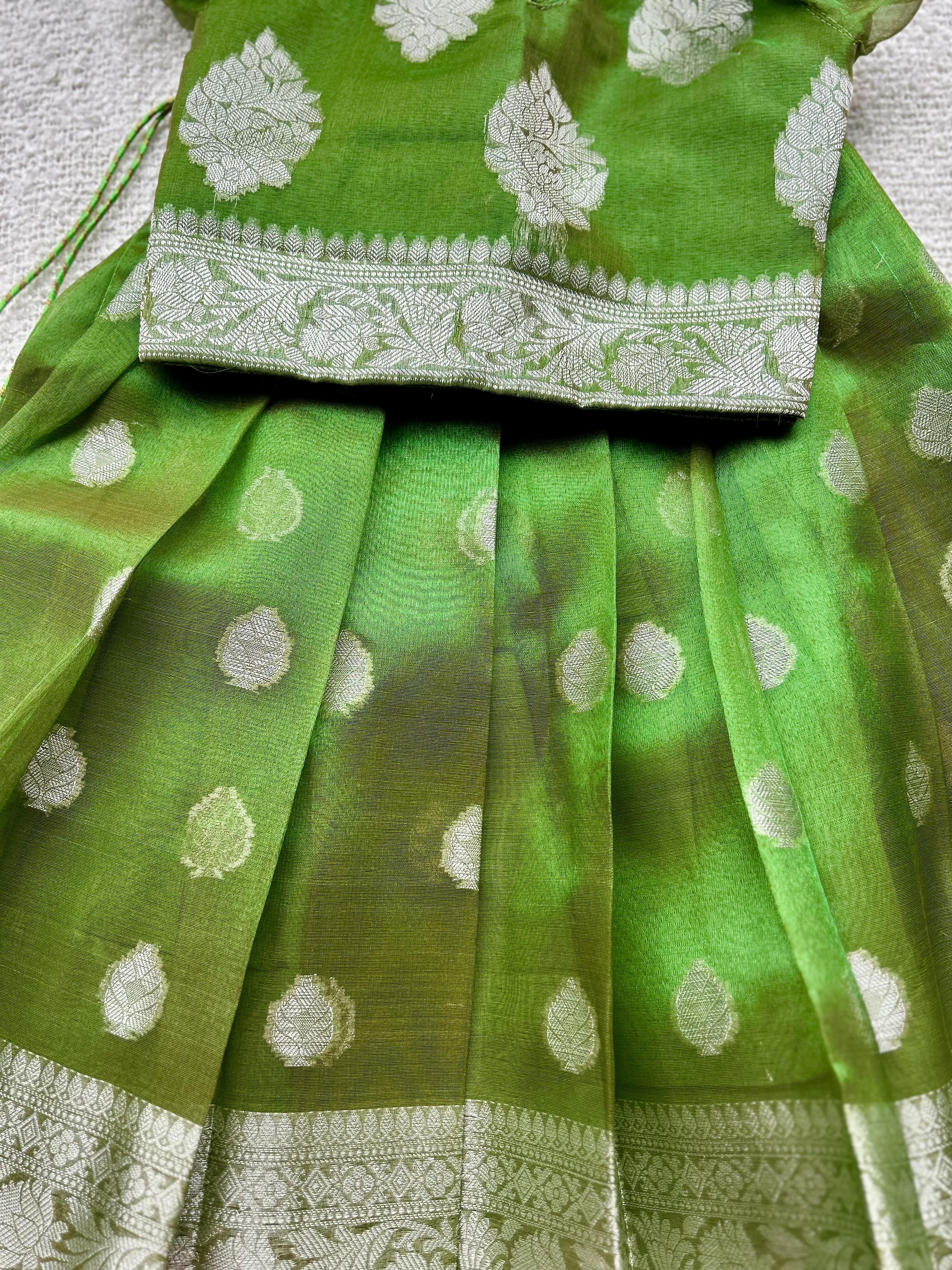 Green Organza Skirt and Blouse