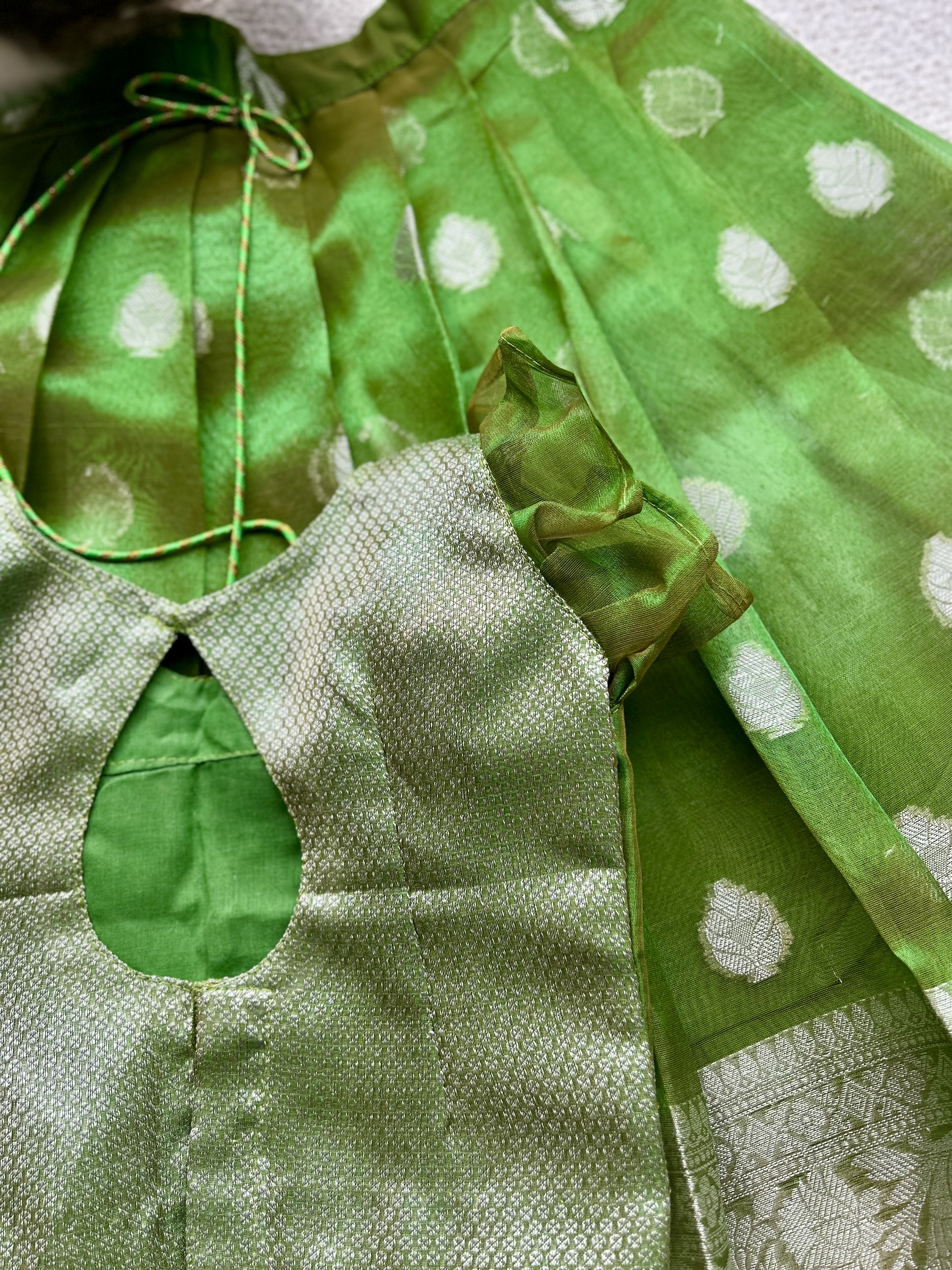 Green Organza Skirt and Blouse