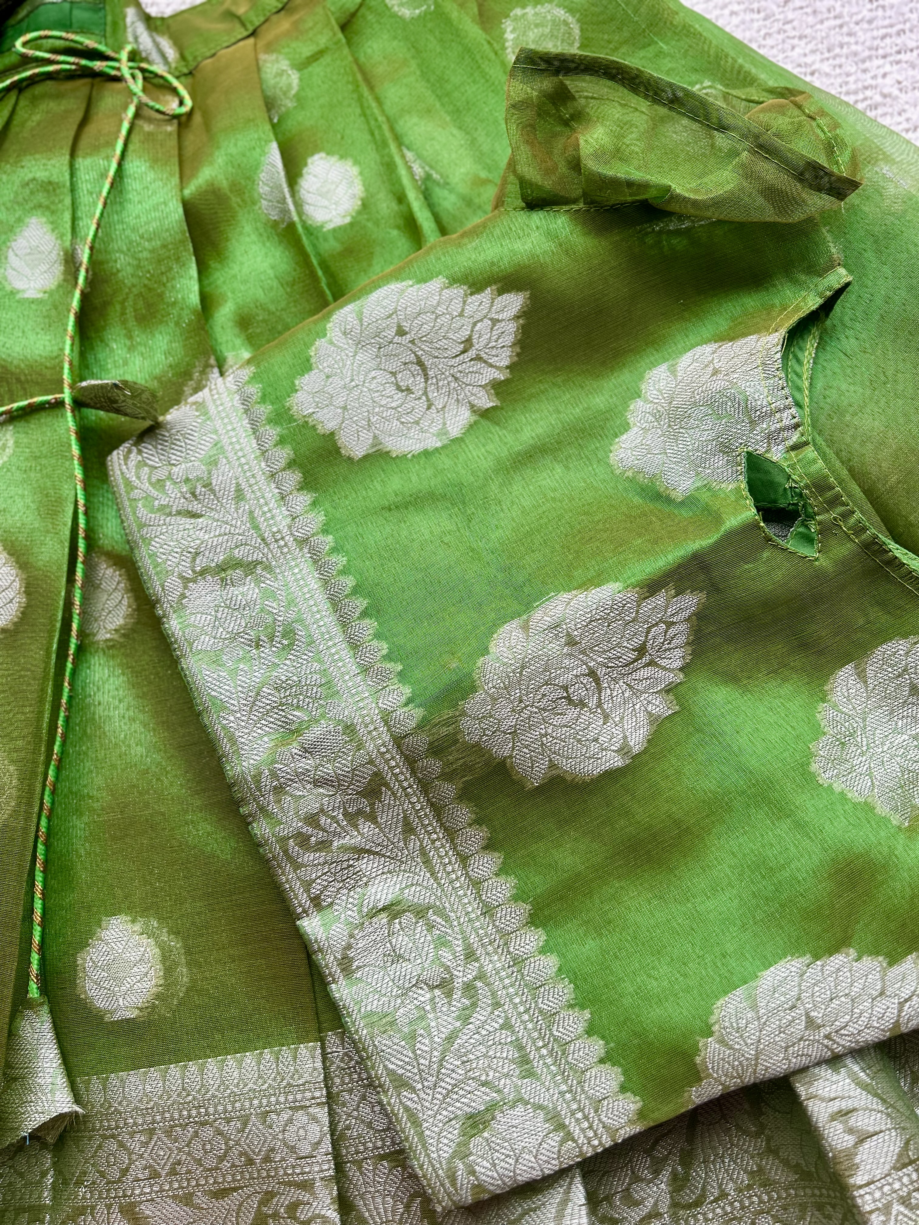 Green Organza Skirt and Blouse