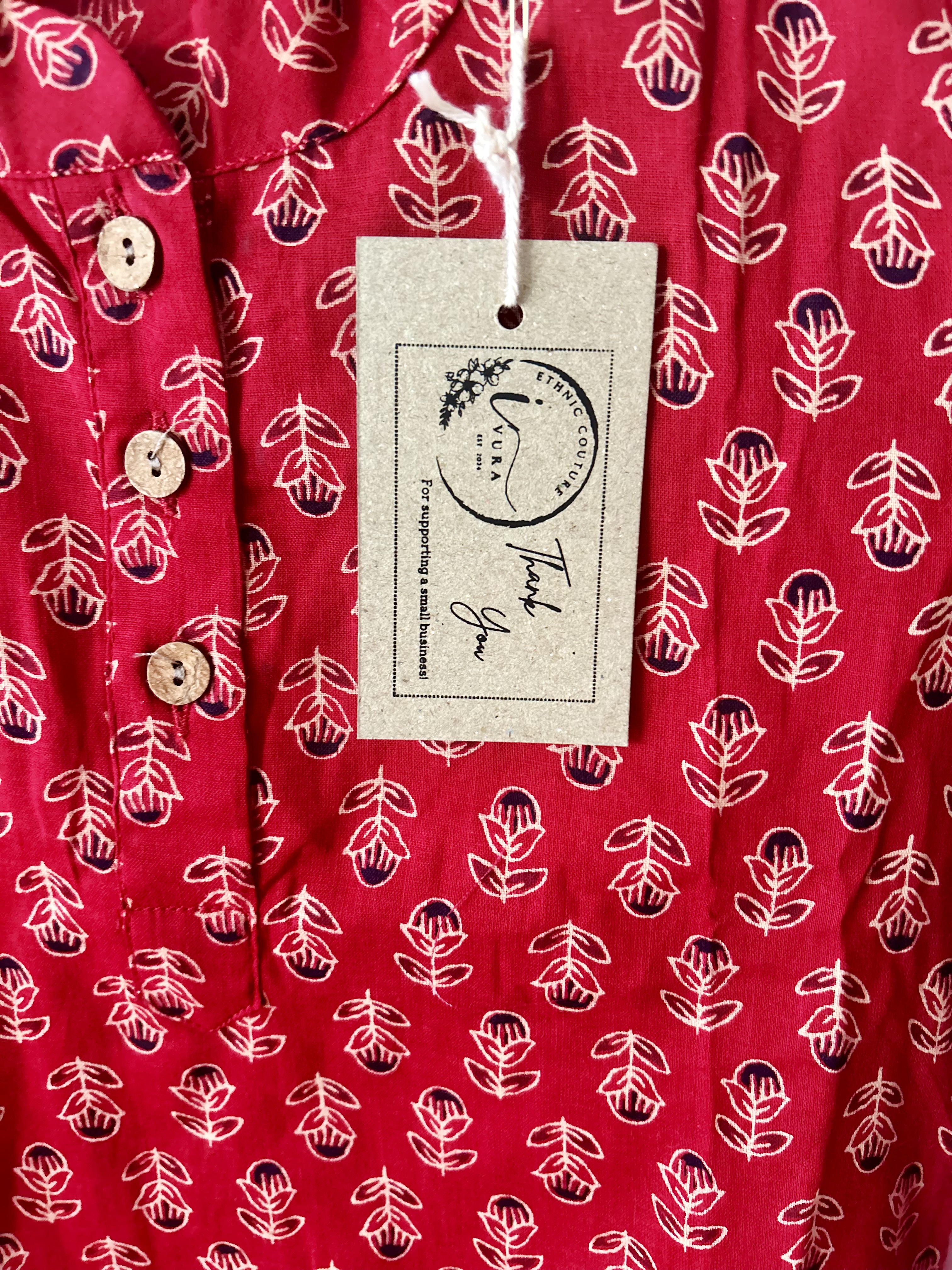 Red Ajarakh Print Kurta