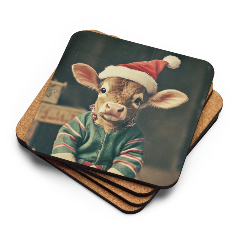 Cork-Back Coaster Christmas 07 Calf