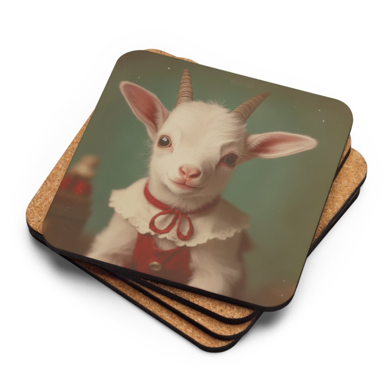 Cork-Back Coaster Christmas 03 Goat