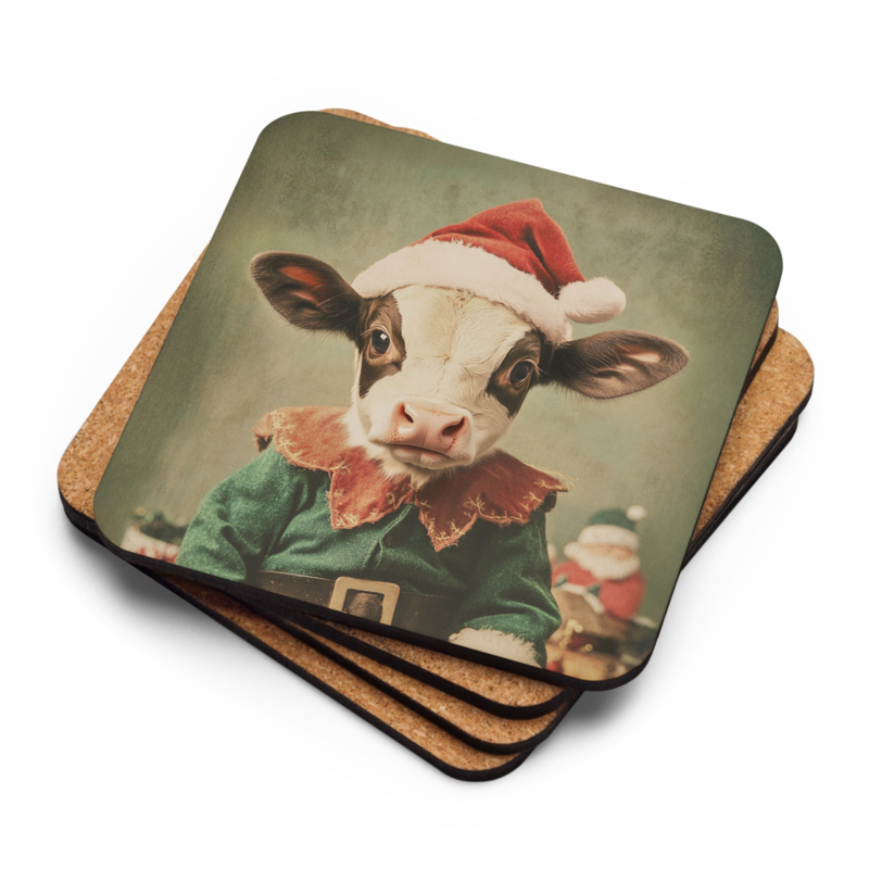 Cork-Back Coaster Christmas 06 Calf